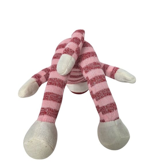 Pink Red Stripe Sock Monkey Valentine Plush Toy 14.5" - Picture 5 of 5